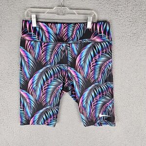 Nike Biker Cycling Shorts Womens Large Floral Swoosh High Waist CK4411-010